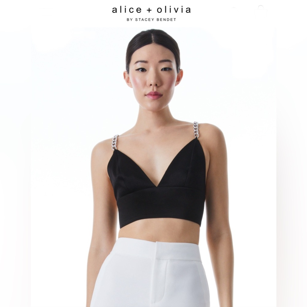 NWOT Alice + Olivia CARLI BRA TOP WITH CHAIN STRAPS